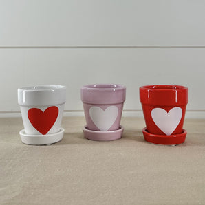 Planter with Saucer - Mini Heart