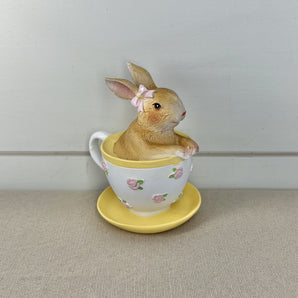 Bunny In Teacup - Brown & Bow