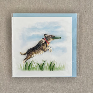 Quilling Greeting Card - Frisbee Dog
