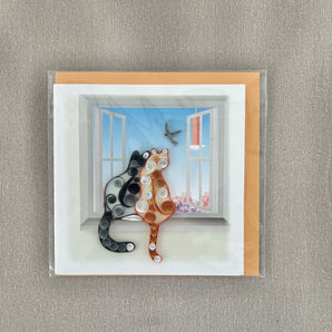 Quilling Greeting Card - Two Cats