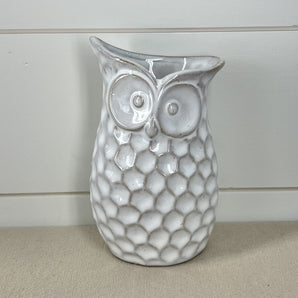 Vintage Owl Vase - White