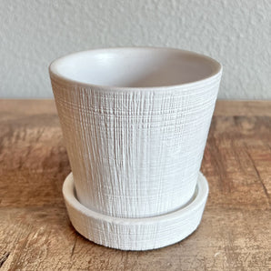 Planter with Saucer - White
