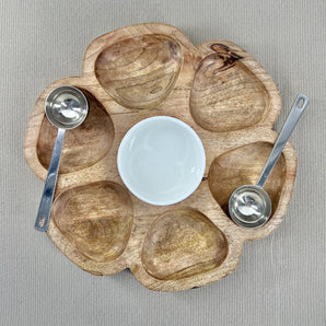 Flower Shaped Serving Tray - Wood & Ceramic