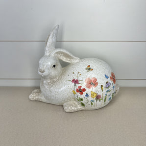 Ceramic Bunny - Laying with Florals