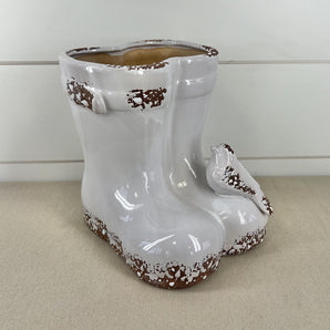 Garden Boots Vase - White