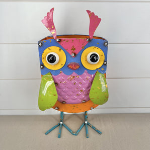 Metal Planter - Colorful Owl