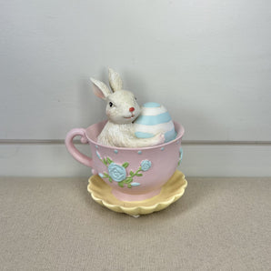 Bunny In Teacup - White & Egg
