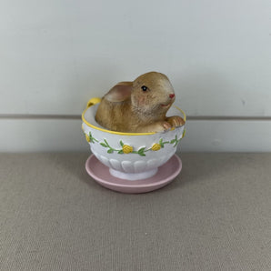 Bunny In Teacup - Brown