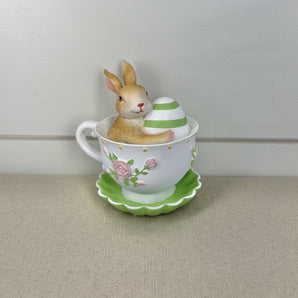 Bunny In Teacup - Brown & Egg