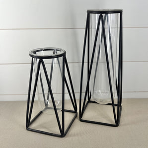 Metal Glass Vase - Black