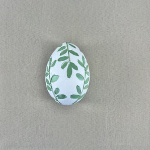 Resin Leaf Relief Egg - Green & White
