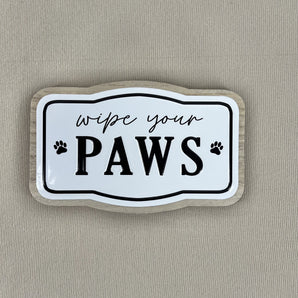 Wipe Your Paws Sign - Black & White