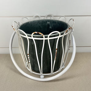 Metal Loop Basket - White & Black