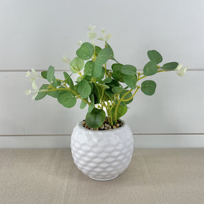 Ceramic Pot with Greenery - White