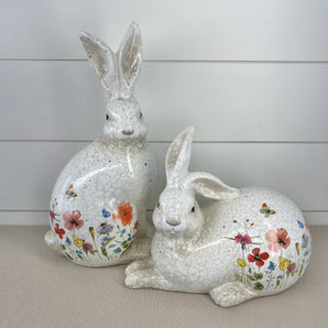 Ceramic Bunny - Sitting with Florals