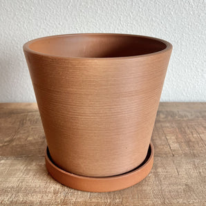 Tapered Planter with Saucer - Terracotta