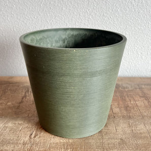 Tapered Planter with Saucer - Olive Sage