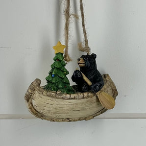 Animal in a Canoe Ornament - Bear