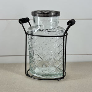 Divided Jar - Wide Glass with Holder