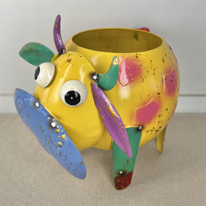 Metal Planter - Colorful Cow