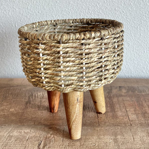 Basket Planter with Legs - Woven
