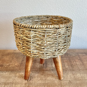 Basket Planter with Legs - Woven
