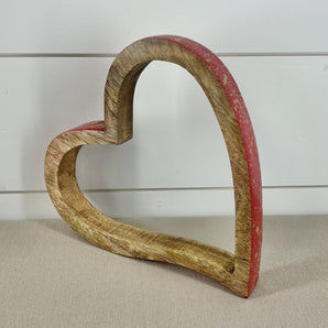 Wood Heart Cutout - Red