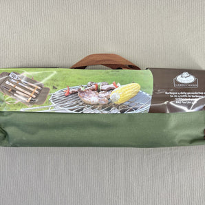 BBQ Tools in Canvas Bag - Stainless Steel & Wood