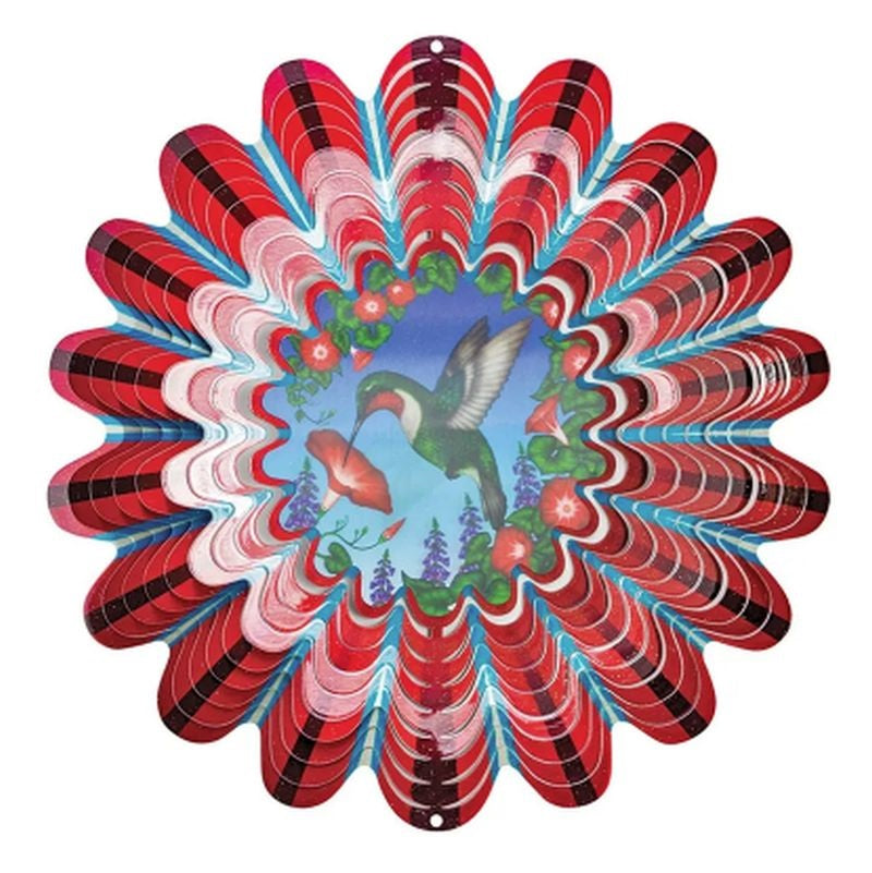 Animated Wind Spinner - Red Hummingbird